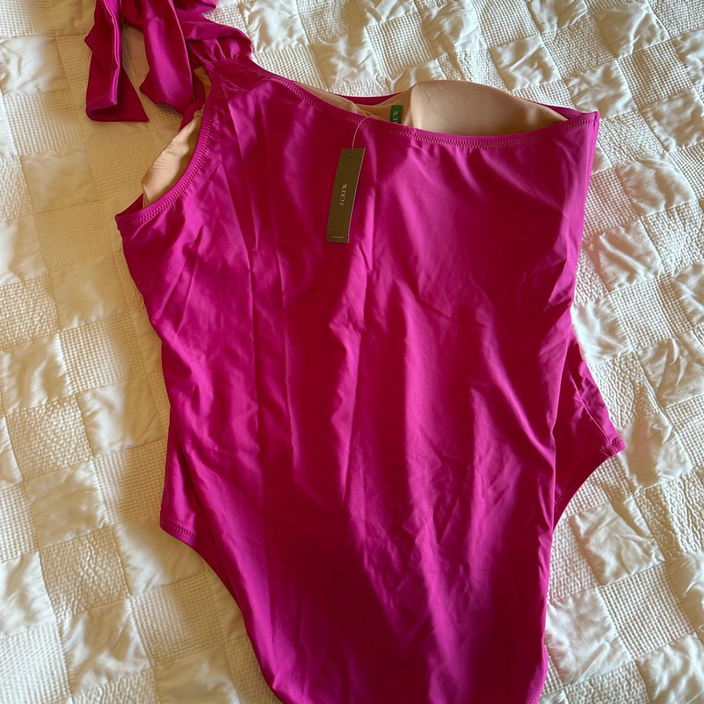 JCrew Pink One-Shoulder Swimsuit - Picture 2 of 3